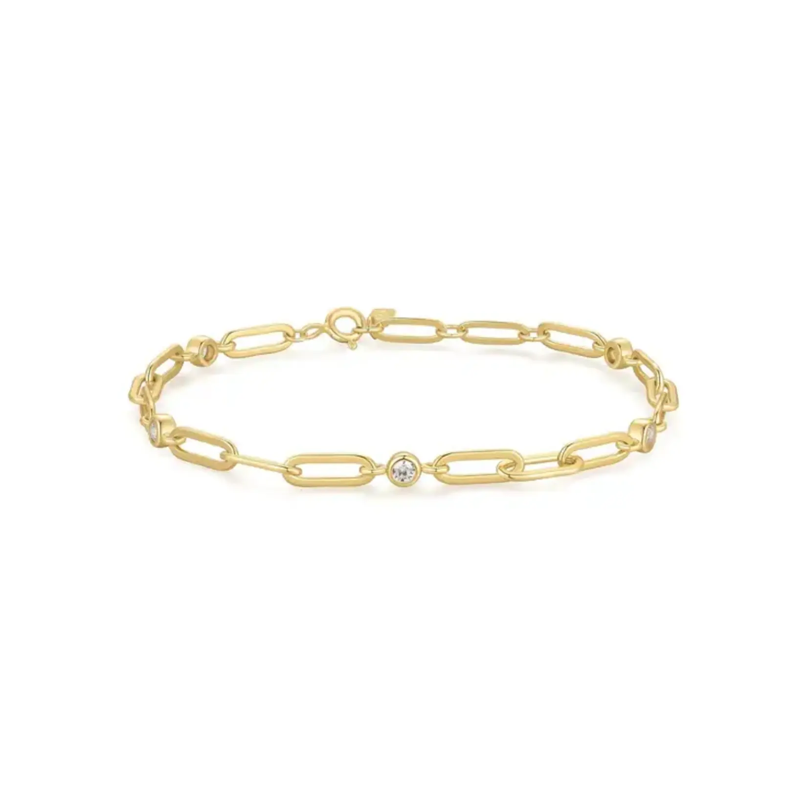 Ania Haie Gold Bezel Station Paper Clip Chain Bracelet