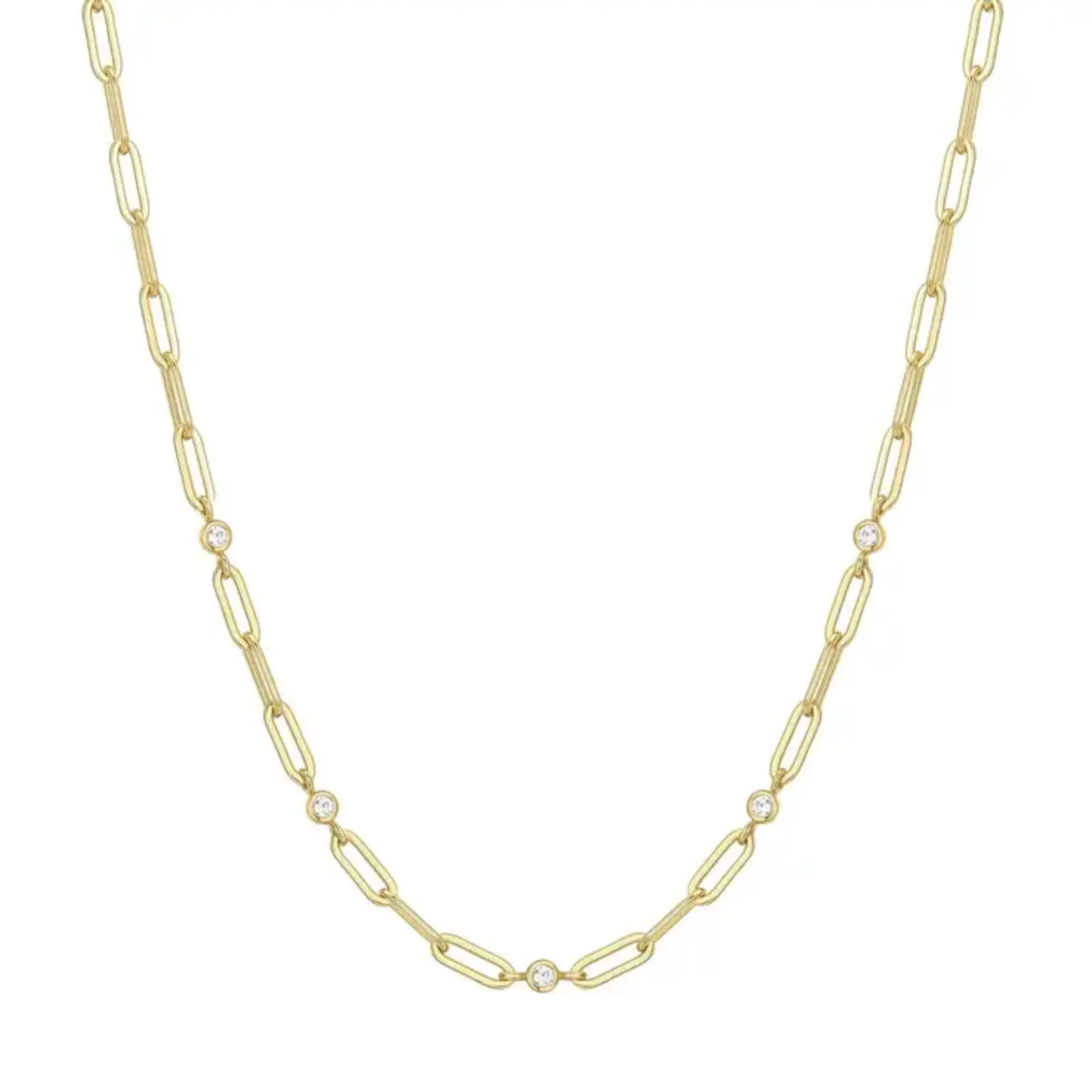 Ania Haie Gold Bezel Station Paper Clip Chain Necklace