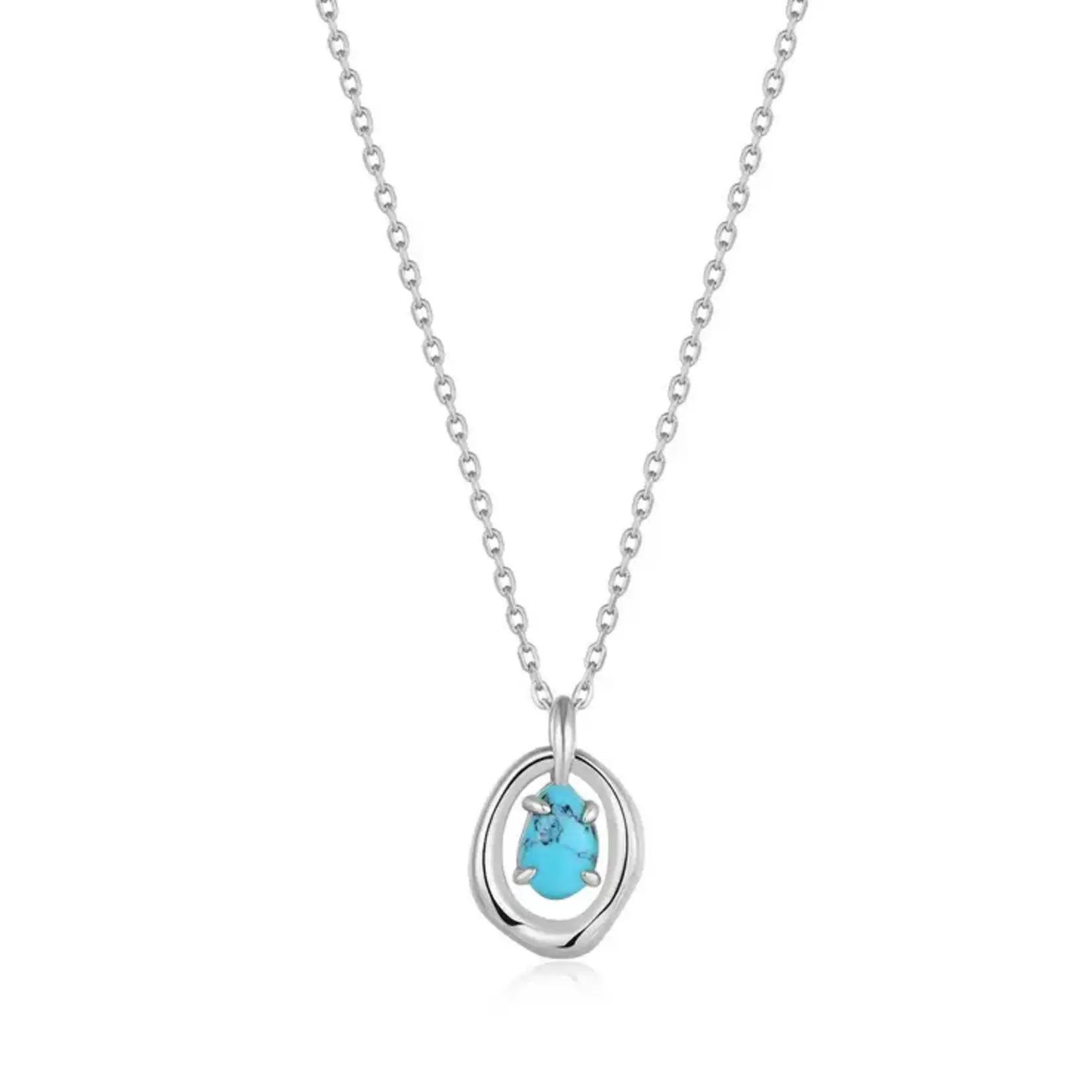 Ania Haie Silver Turquoise Wave Circle Necklace