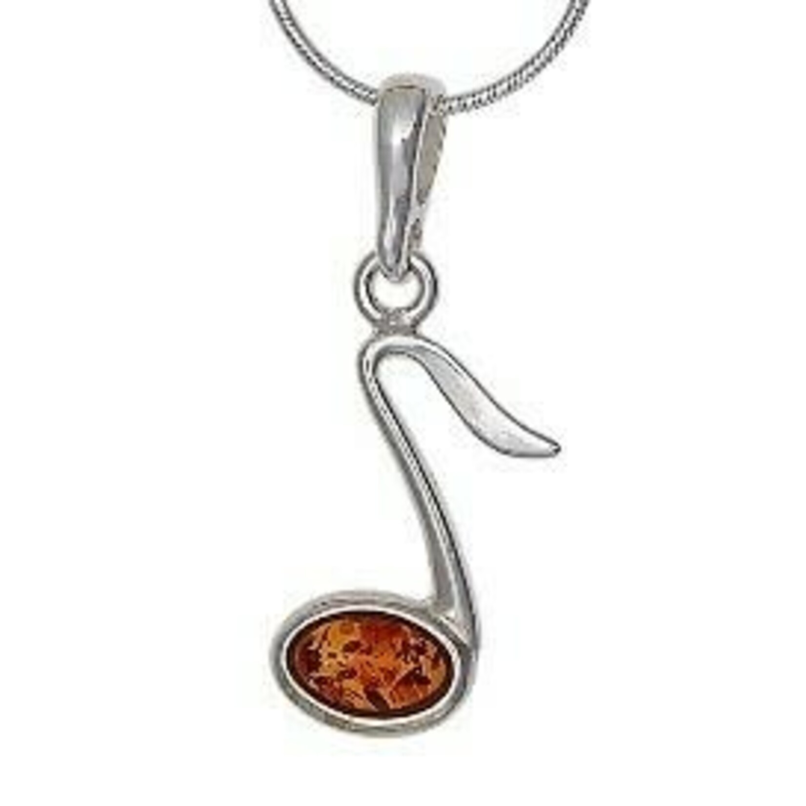Amber SS Amber Music Note Pendant w/ Chain