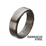 Inox 7mm Matte Finish Damascus Steel Band Ring