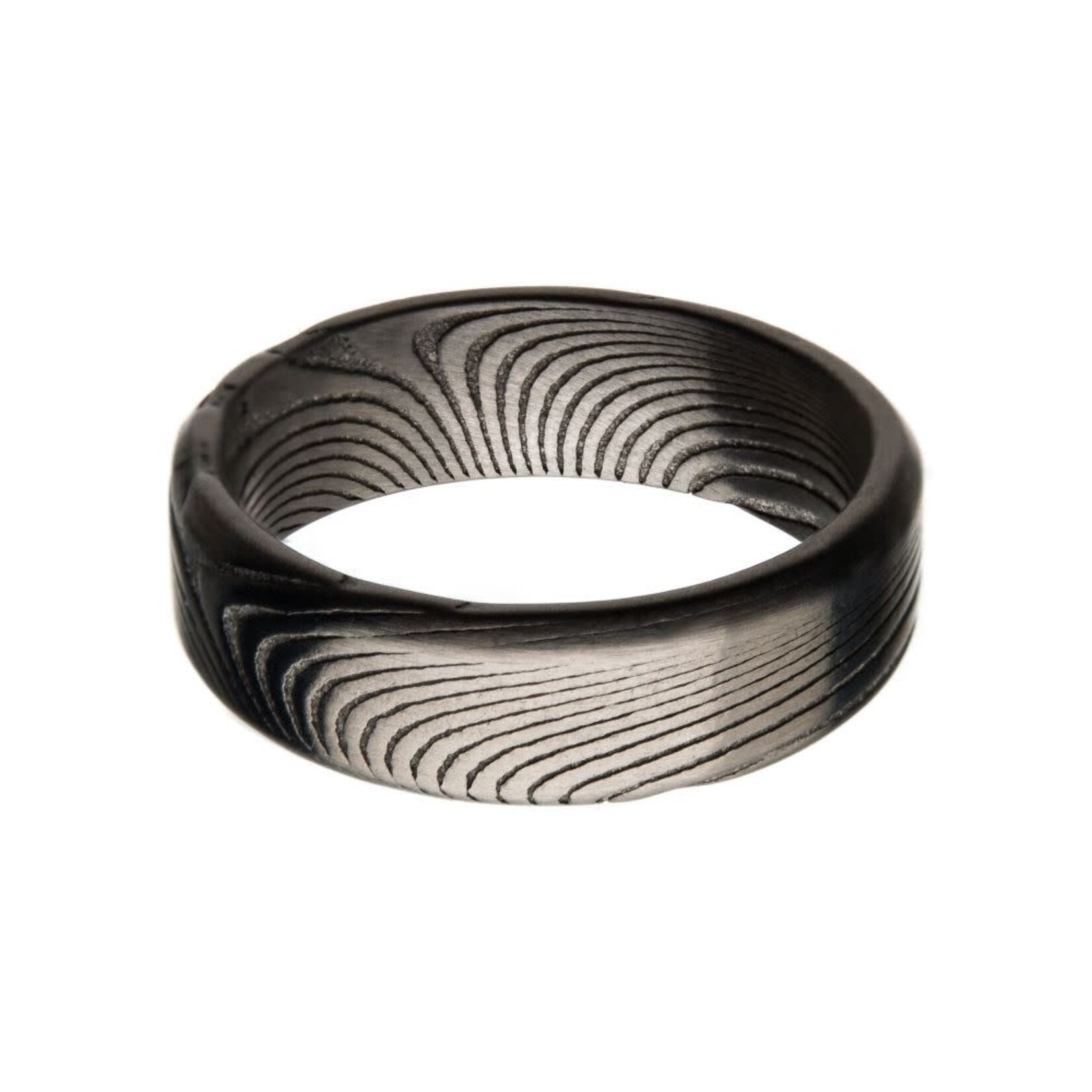 Inox 7mm Matte Finish Damascus Steel Band Ring