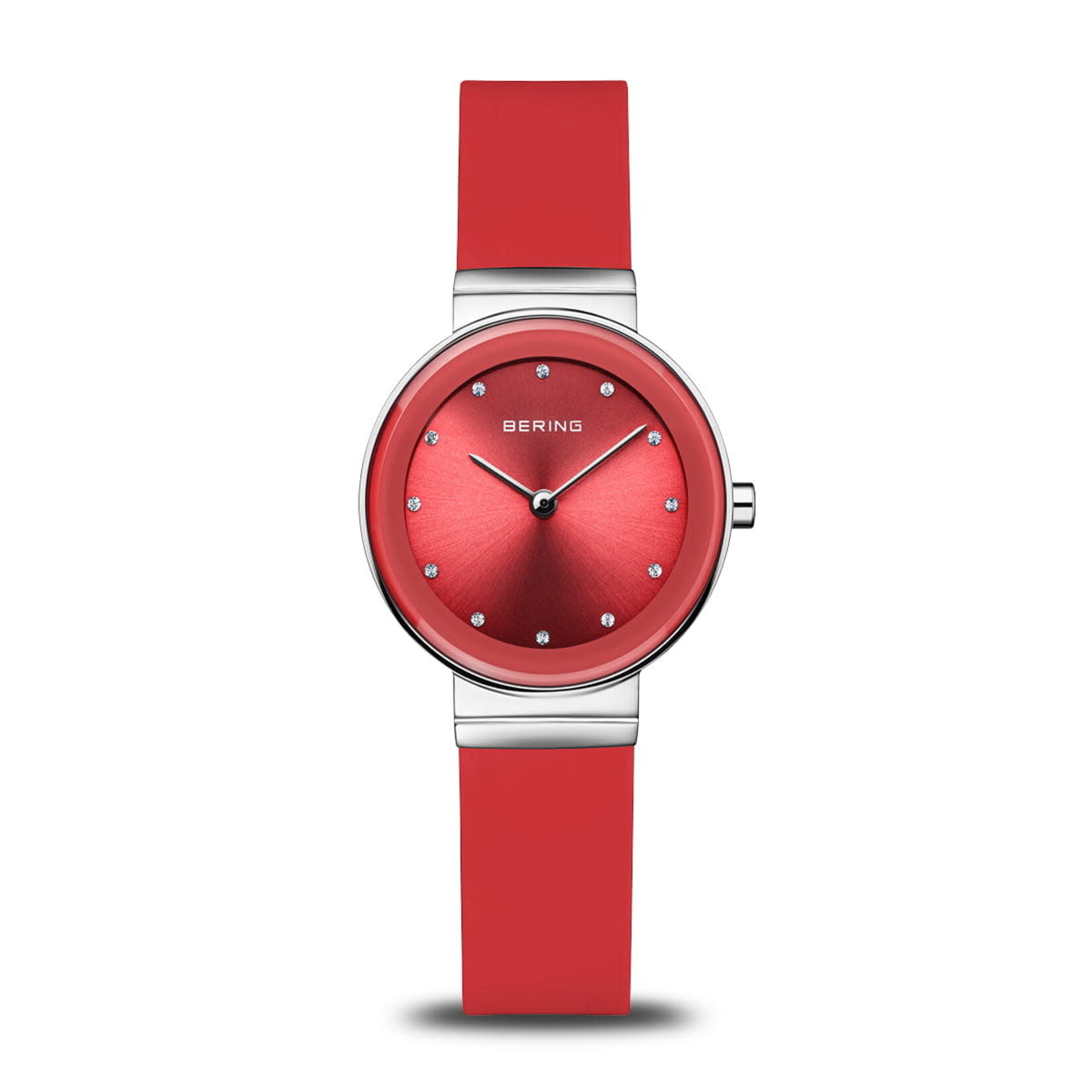 Bering Red Sunray Dial/Red Silicone Band Watch