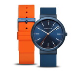 Bering Silicone Blue/Orange Band w/ Blue Face Watch
