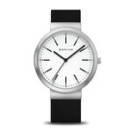 Bering Black Silicone Band/White Face Watch