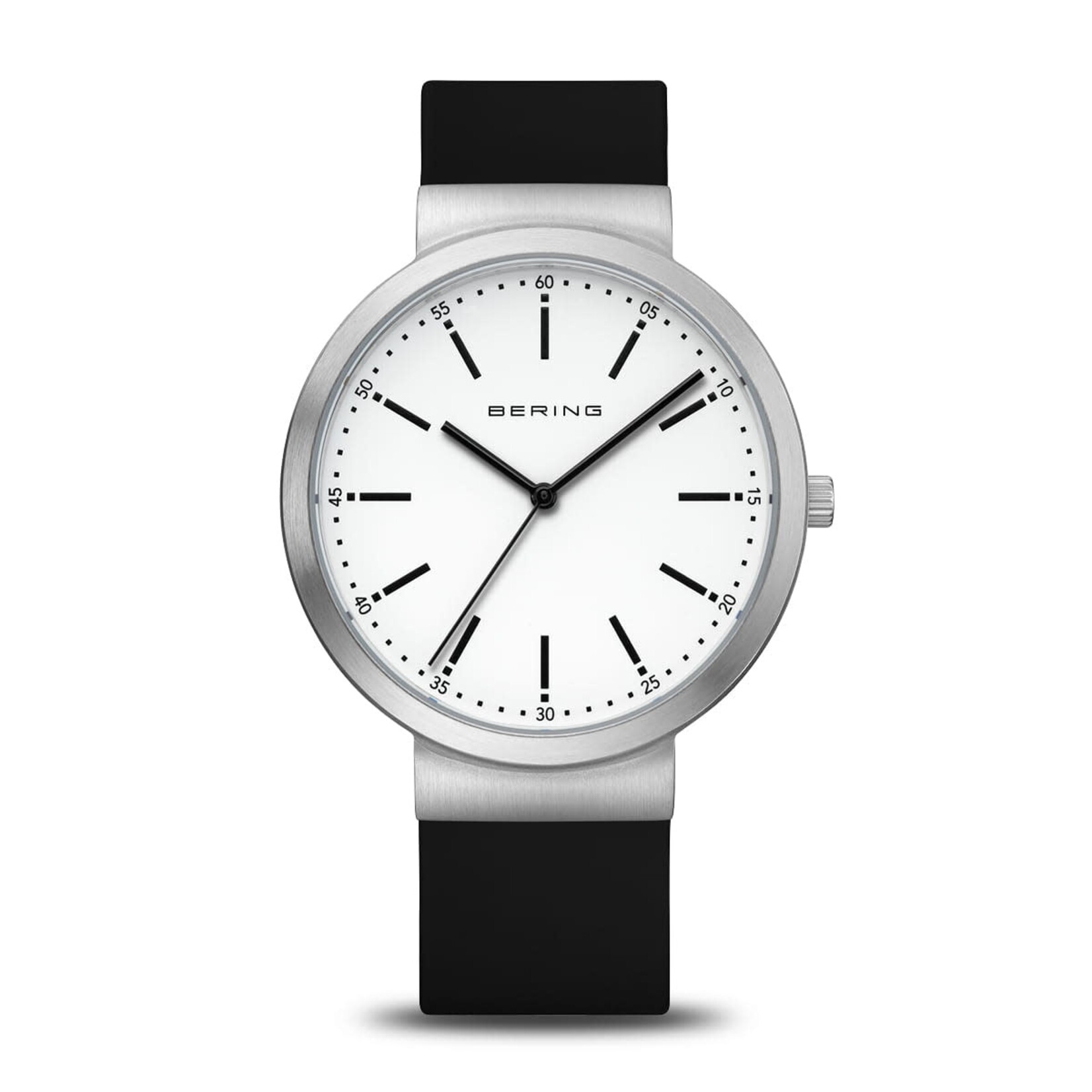 Bering Black Silicone Band/White Face Watch