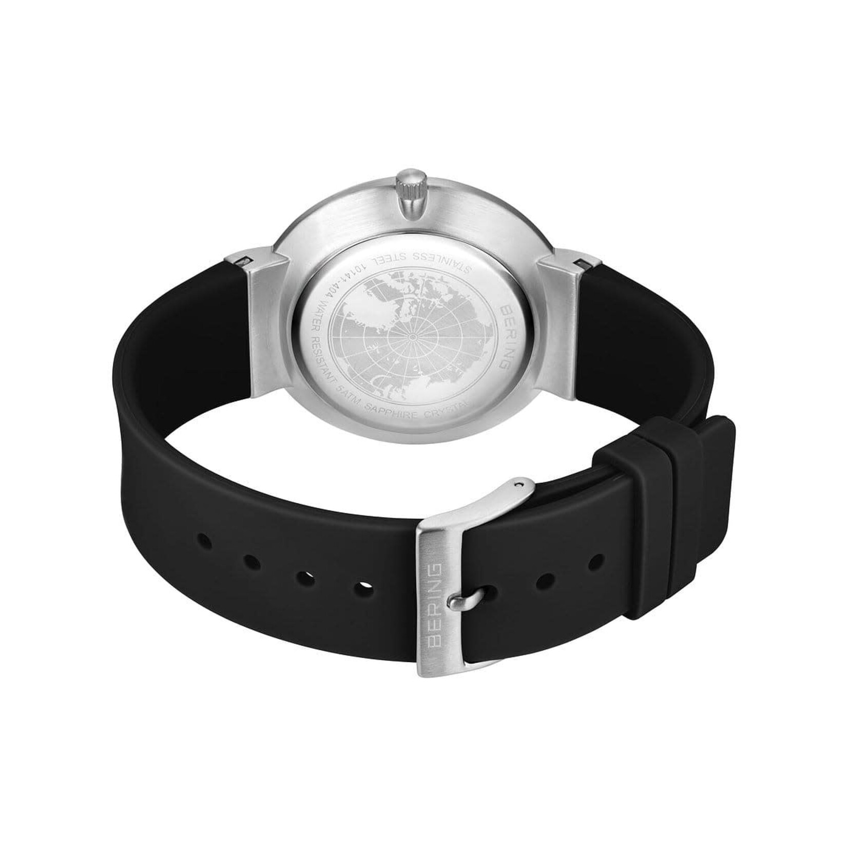 Bering Black Silicone Band/White Face Watch