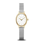 Bering Thin Silver Band/Gold Oval White Face Two-Tone Watch