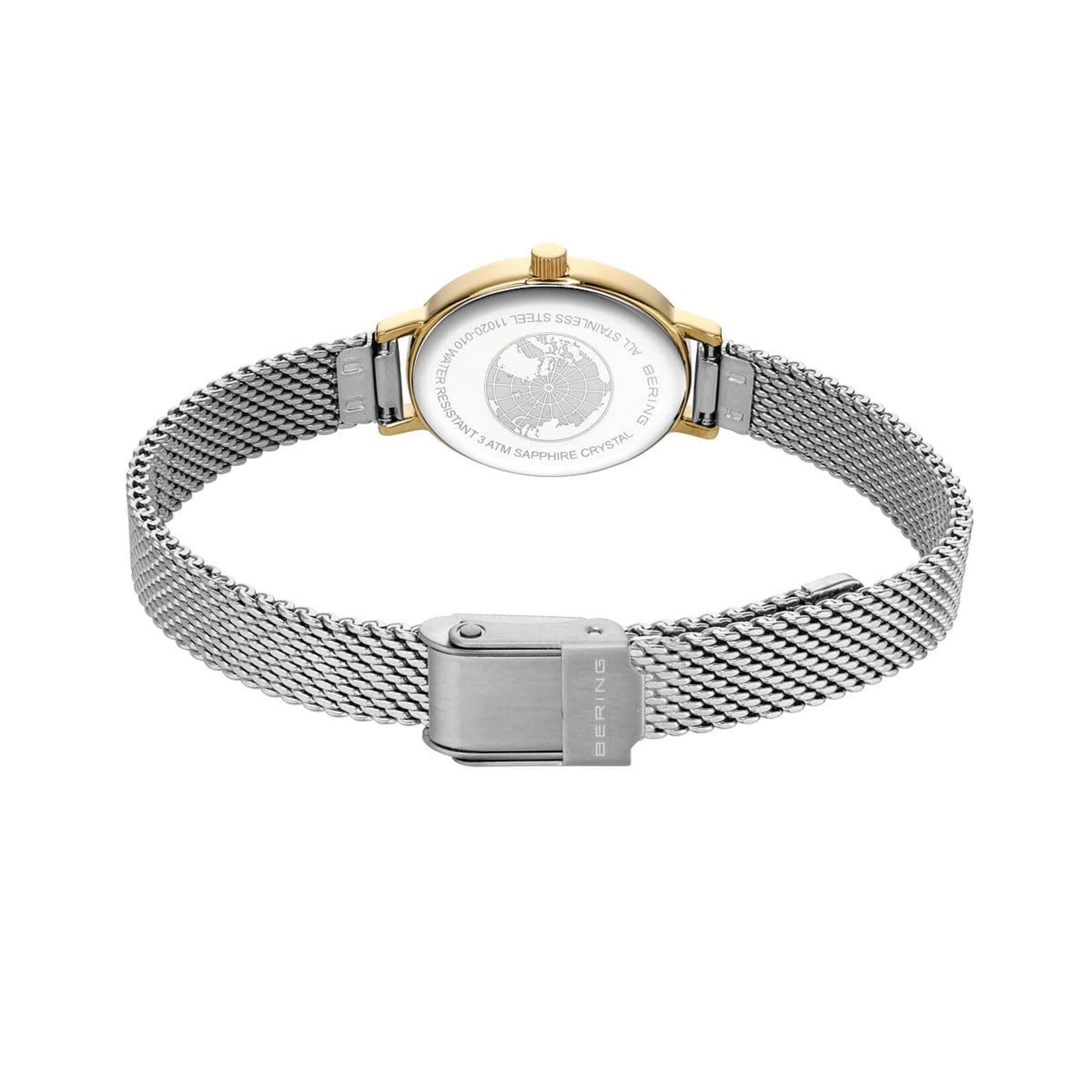 Bering Thin Silver Band/Gold Oval White Face Two-Tone Watch