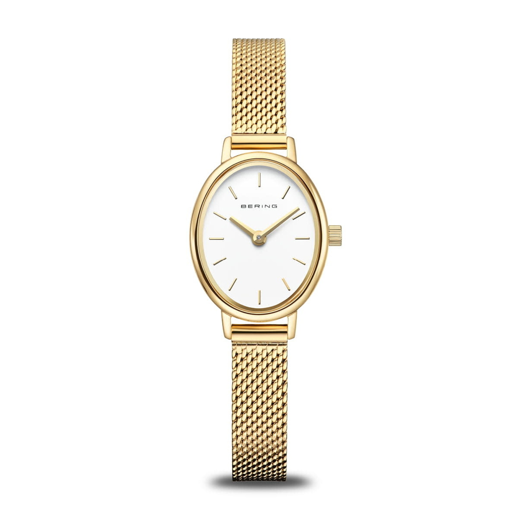 Bering Thin Band Gold Oval White Face Watch