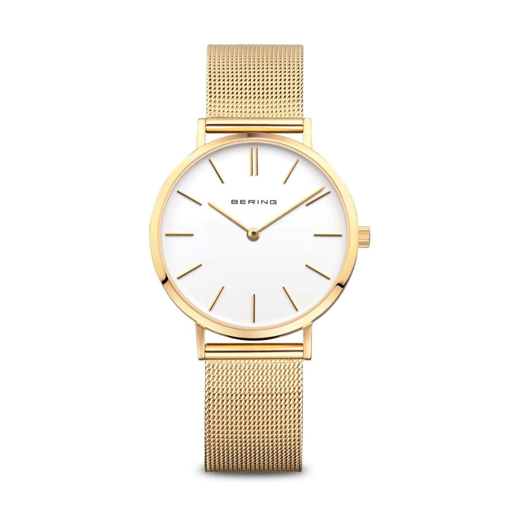 Bering Classic Round White Face Gold Watch