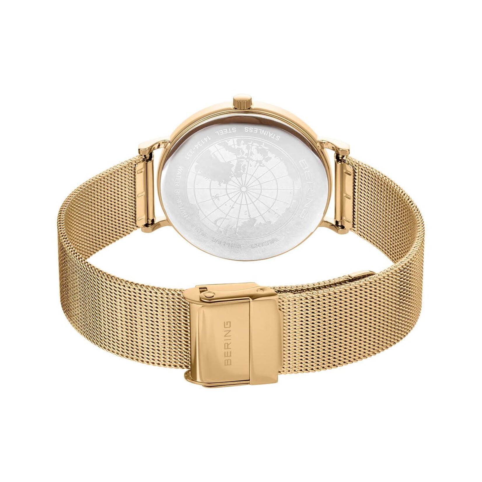 Bering Classic Round White Face Gold Watch