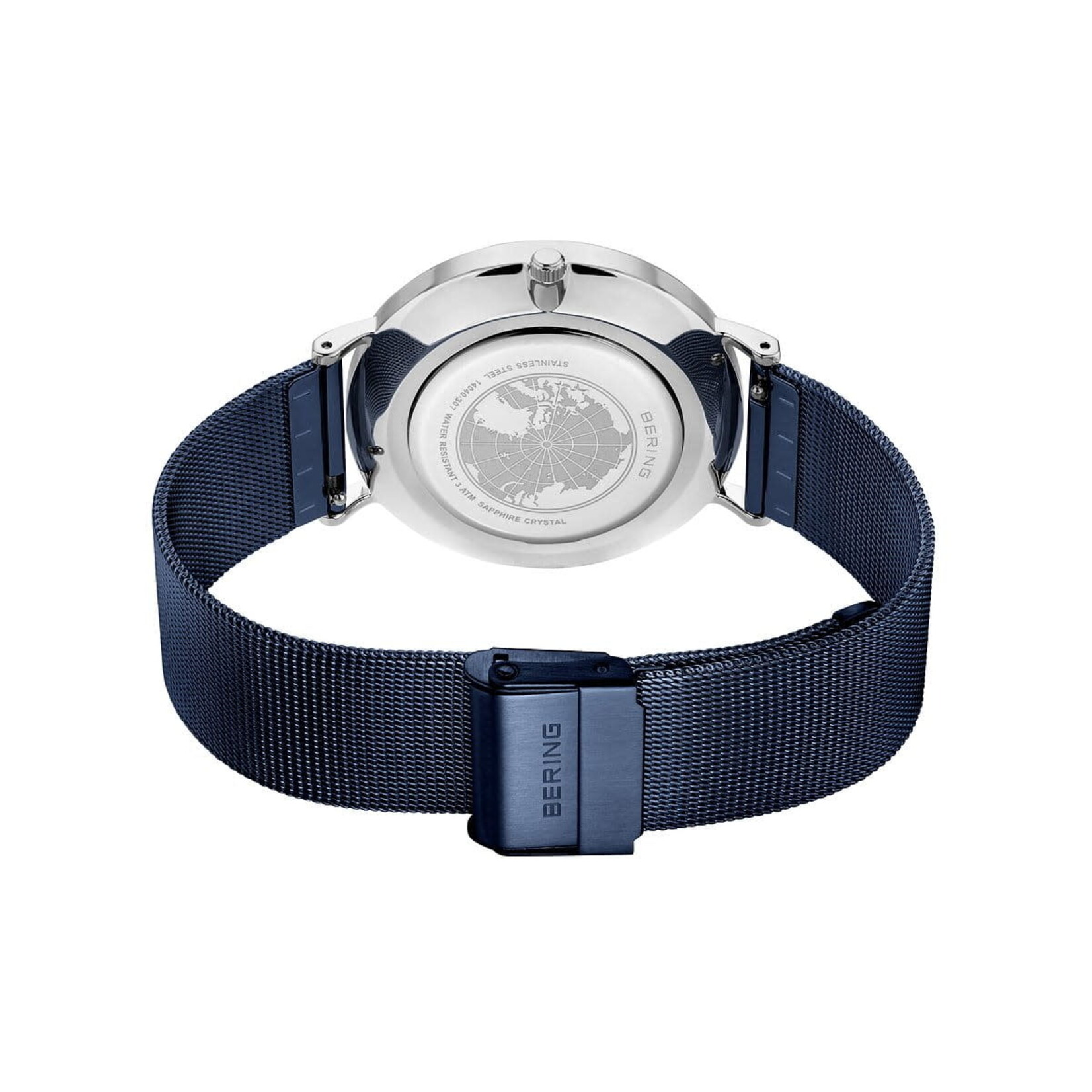Bering Classic Polished Blue Band and Face Watch