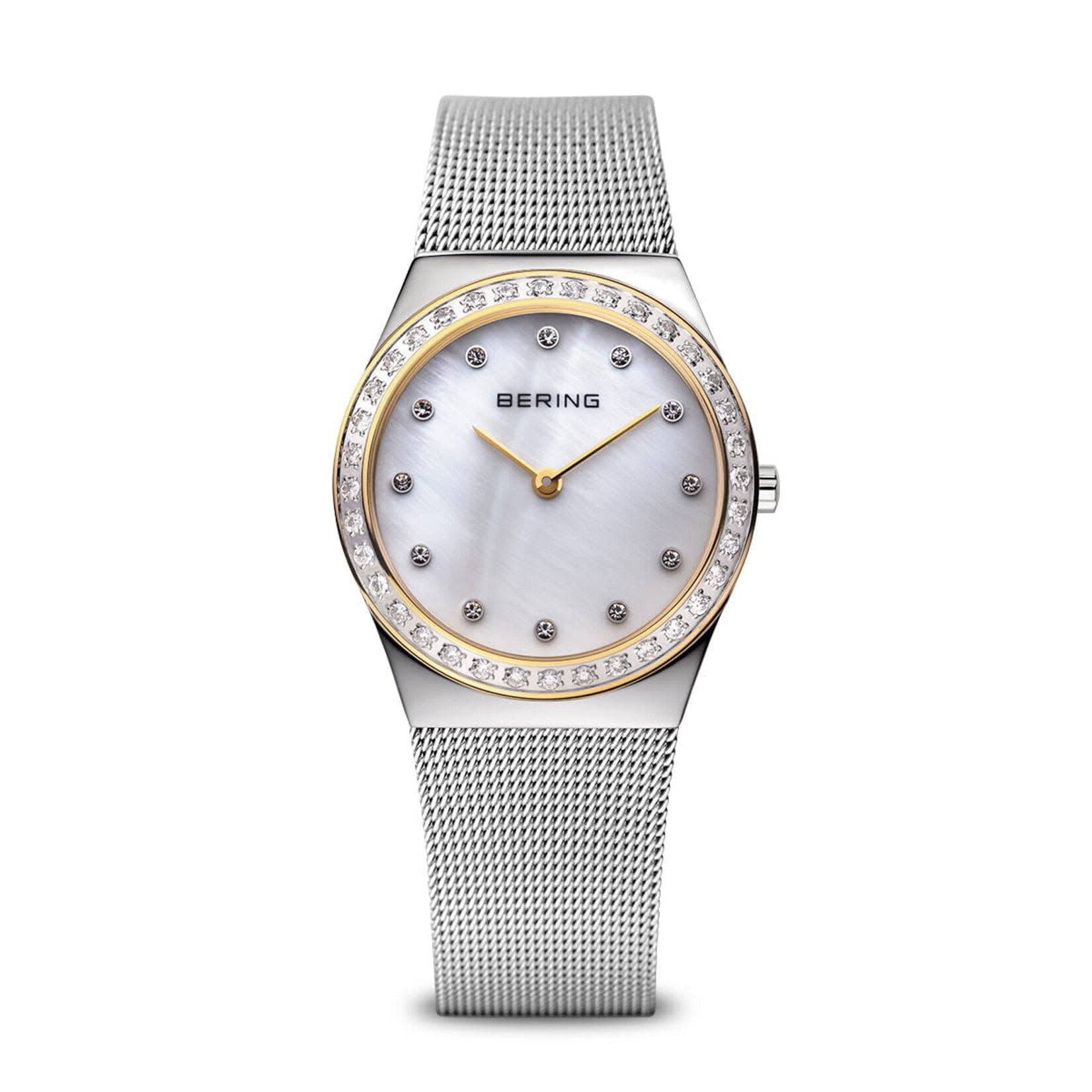 Bering Silver w/ Gold Accent White MOP Face Bling Watch