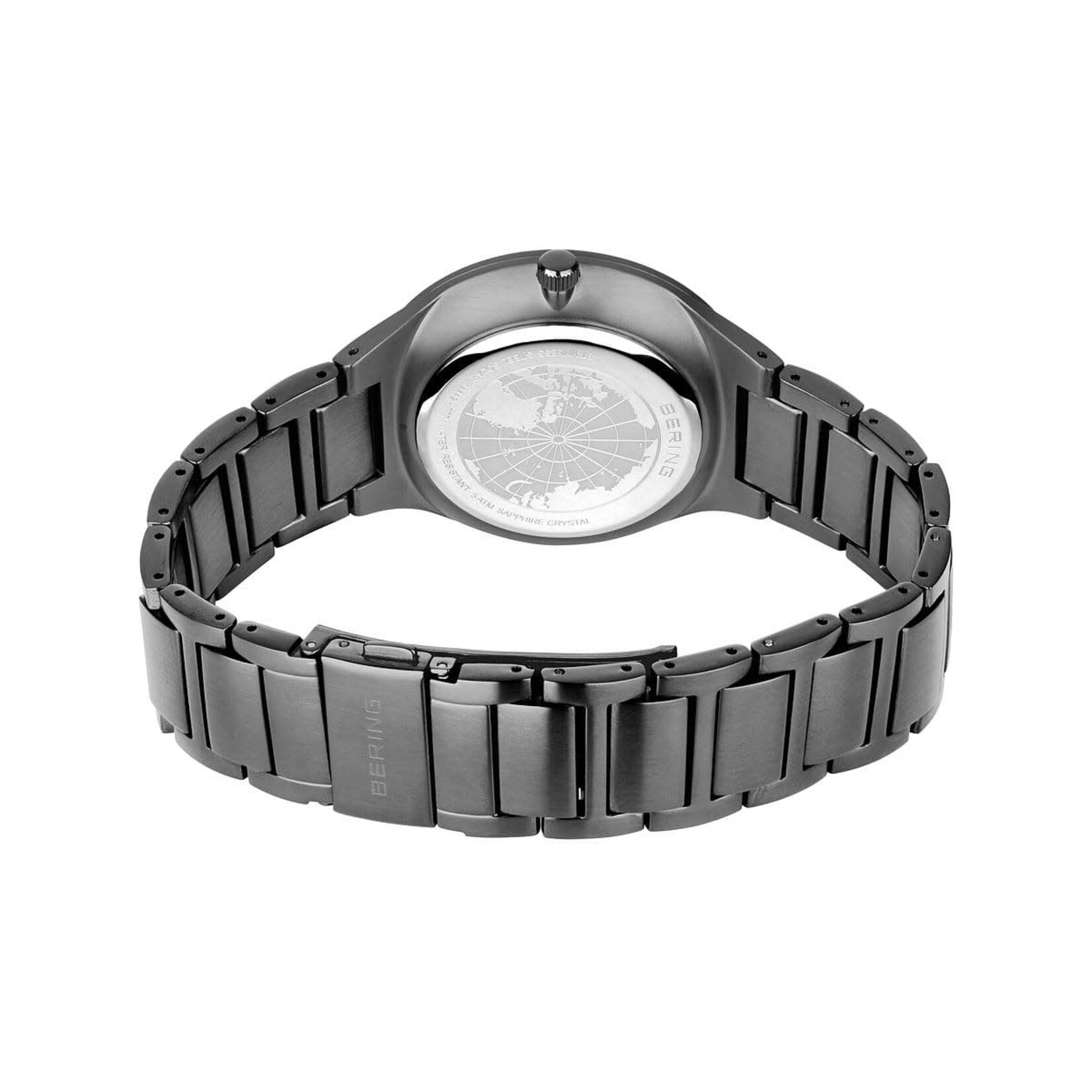 Bering Brushed Silver Links w/ Gray Face Orange Outline Watch