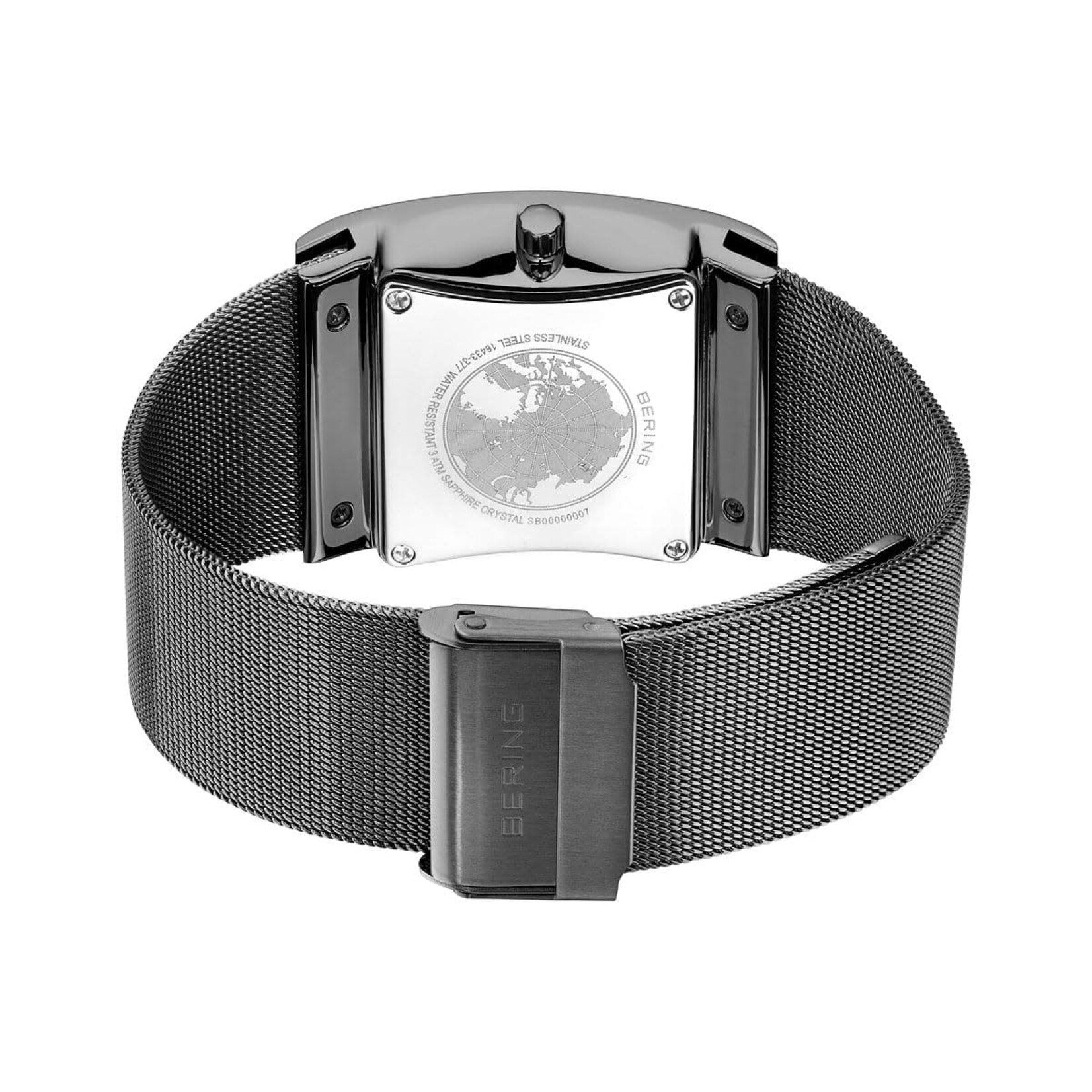 Bering Solar Gray Band w/ Square Black Face + Date Watch