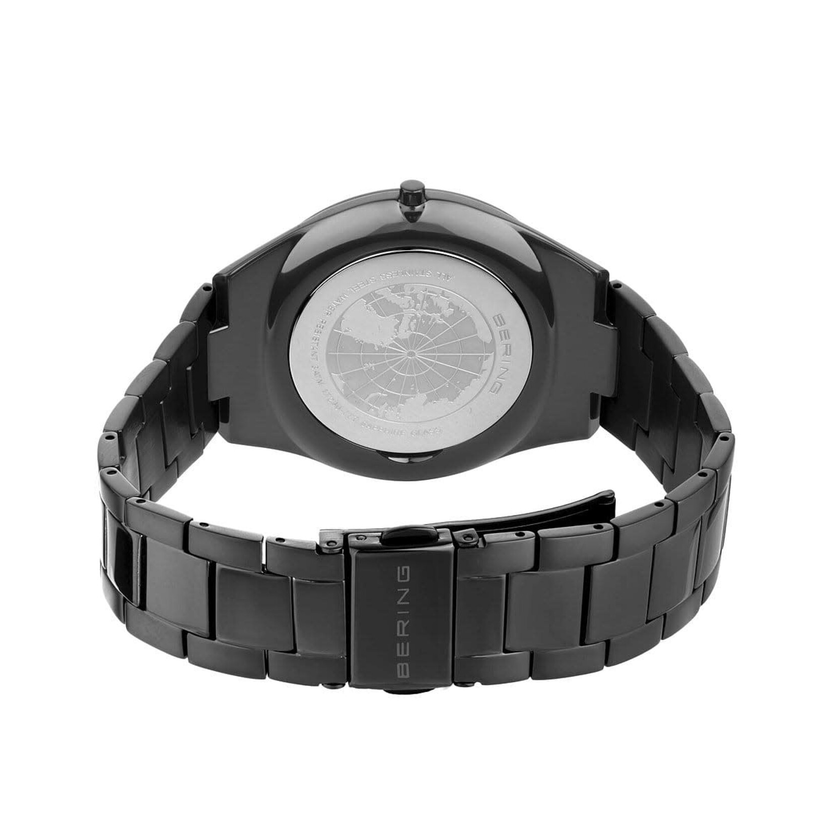 Bering Ultra Slim Brushed/Polished Gray Links w/ Textured Charcoal Face Watch