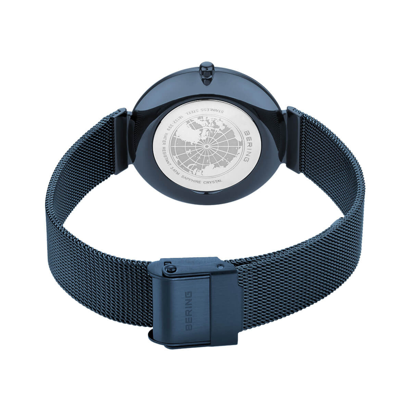 Bering Thin Navy Band w/ Blue MOP Face + Gold Accent Watch