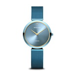 Bering Thin Blue Band w/ Blue Face Yellow Accent + Yellow-Bezel Diamond Watch