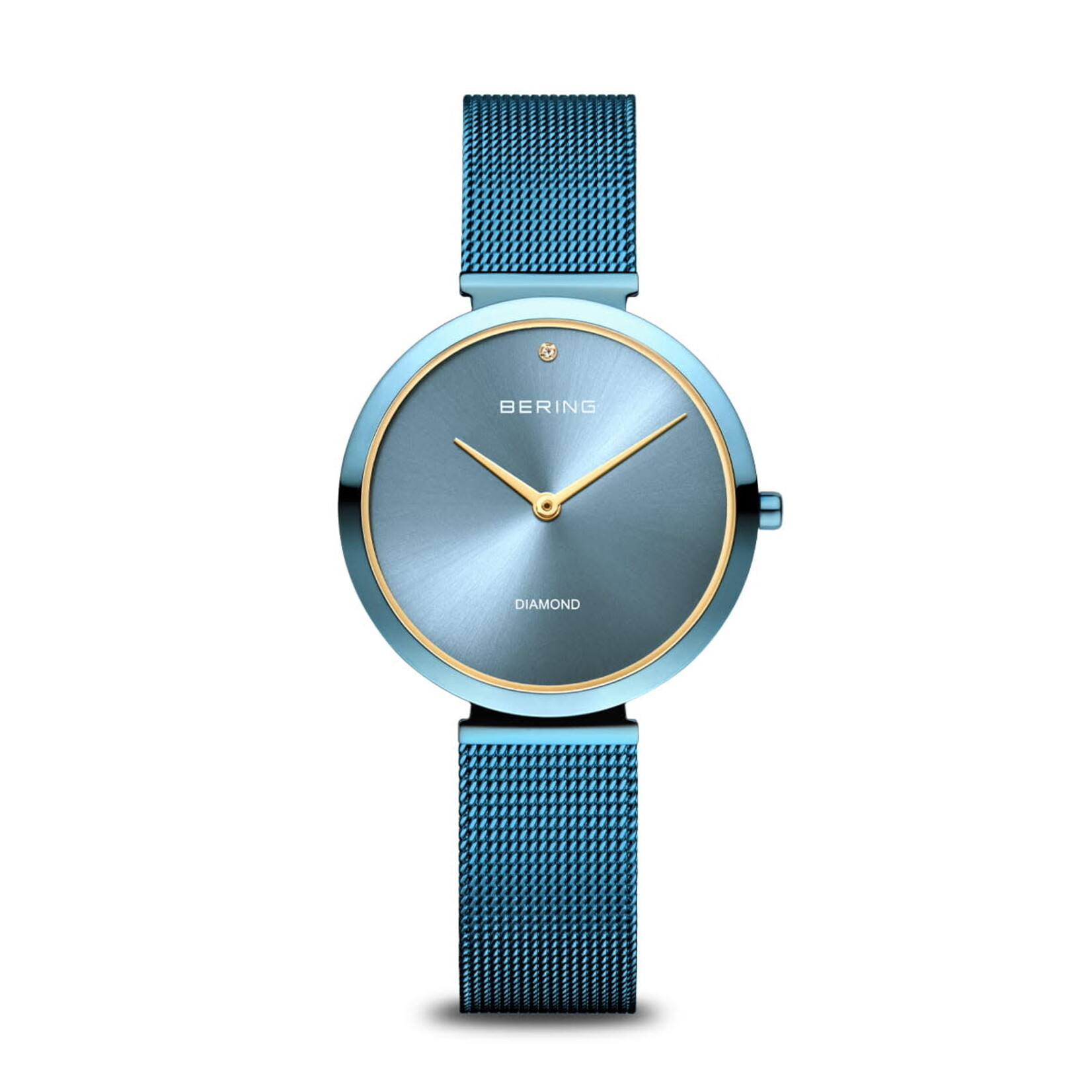 Bering Thin Blue Band w/ Blue Face Yellow Accent + Yellow-Bezel Diamond Watch