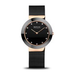 Bering Black Band Ceramic Black/Rose Gold Frame w/ Black Face Watch