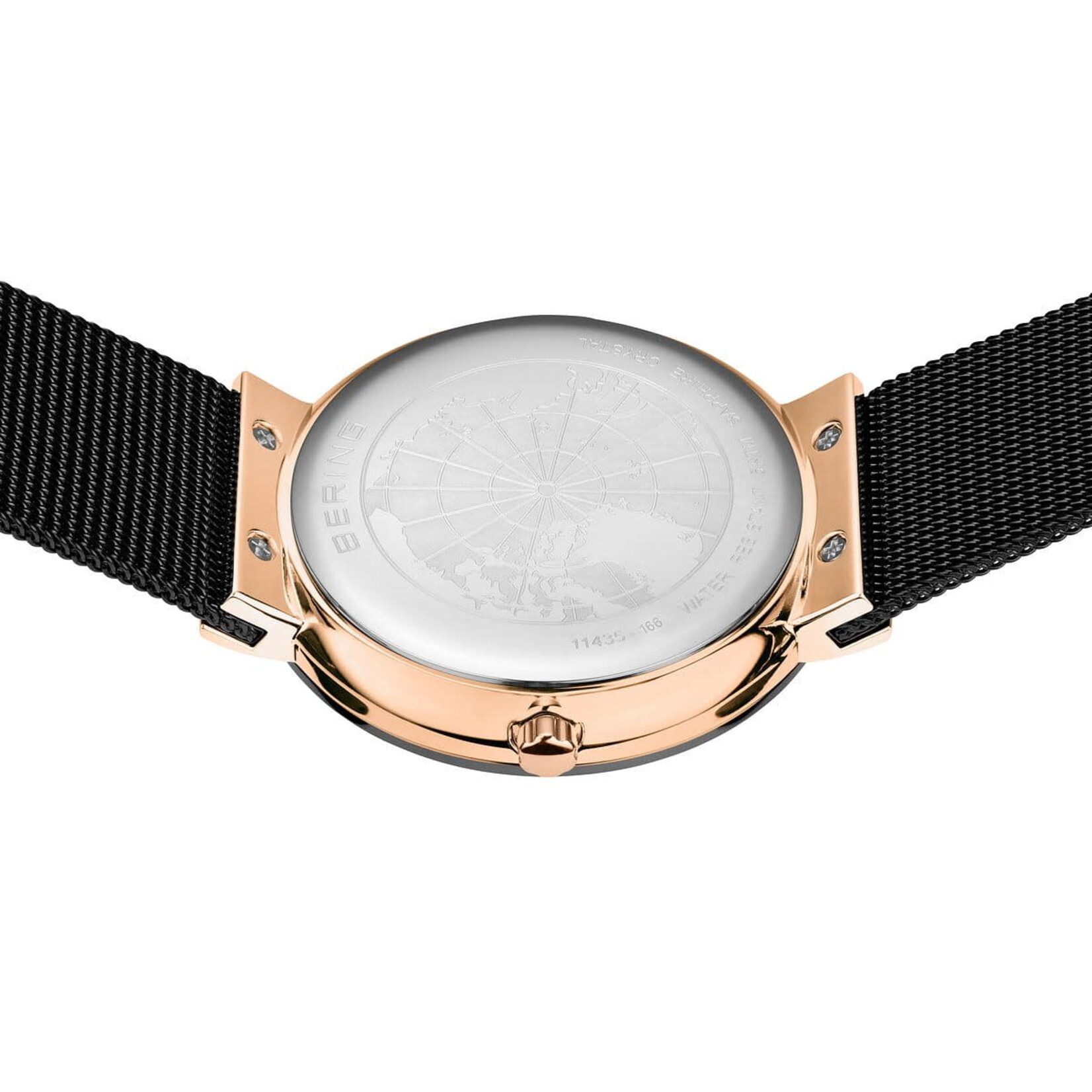 Bering Black Band Ceramic Black/Rose Gold Frame w/ Black Face Watch