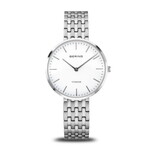 Bering Titanium Polished Silver Links w/ White Face Watch