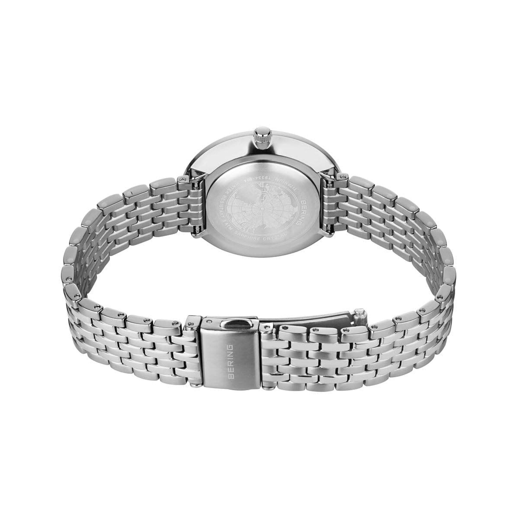 Bering Titanium Polished Silver Links w/ White Face Watch
