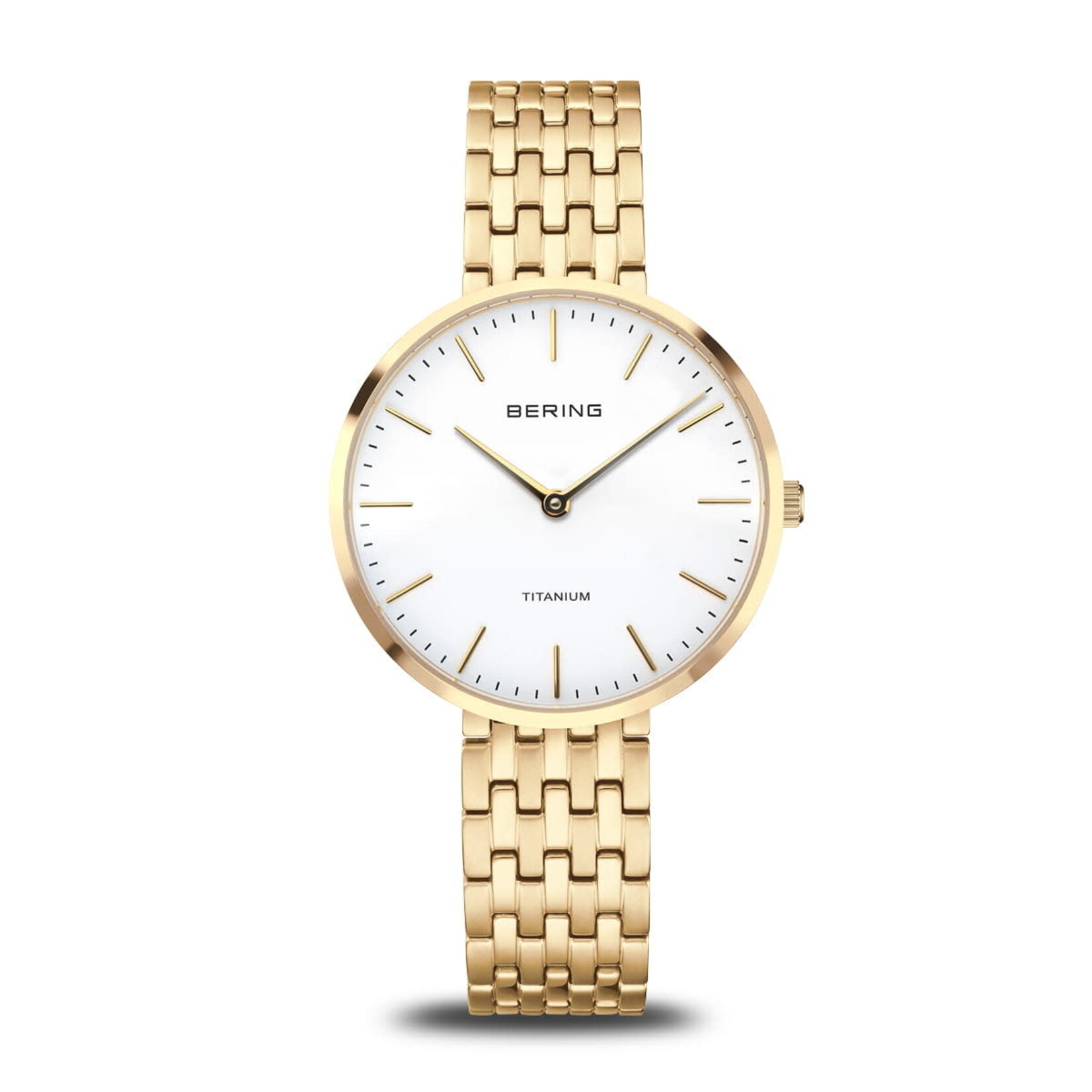 Bering Titanium Thin Polished Gold Links Watch
