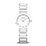Bering White Ceramic Links w/ White Face Ceramic Frame (Thin) Watch