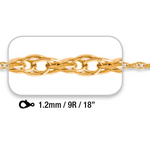 Gold Filled Gold Filled 1.2mm Open Rope Chain 18"