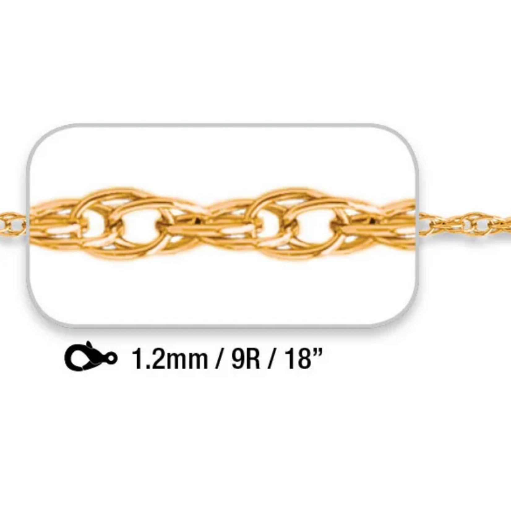 Gold Filled Gold Filled 1.2mm Open Rope Chain 18"