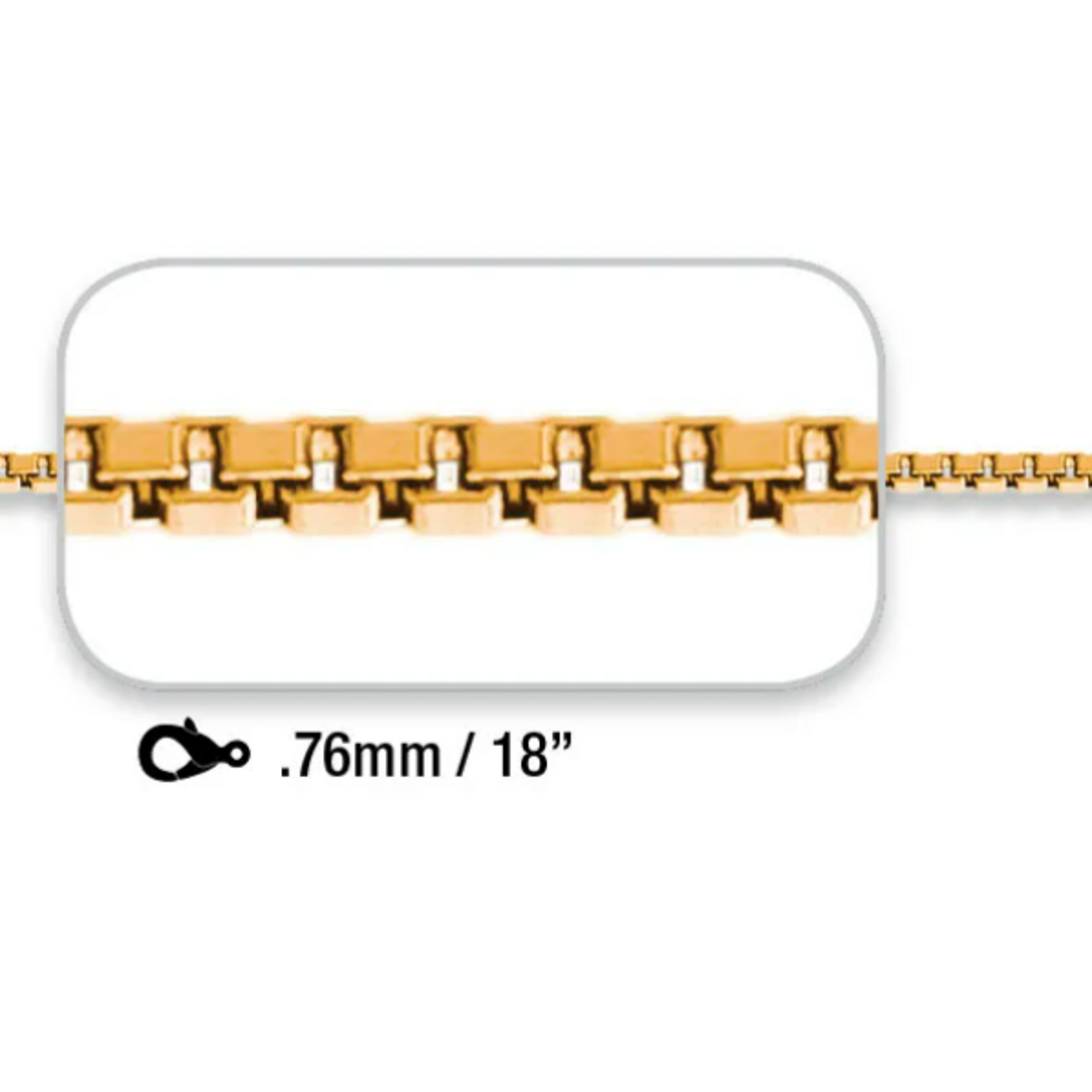 Gold Filled Gold Filled .76mm Box Chain 18"