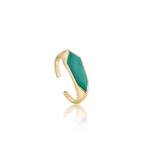Ania Haie 14K Gold Plated Malachite Emblem Adjustable Ring