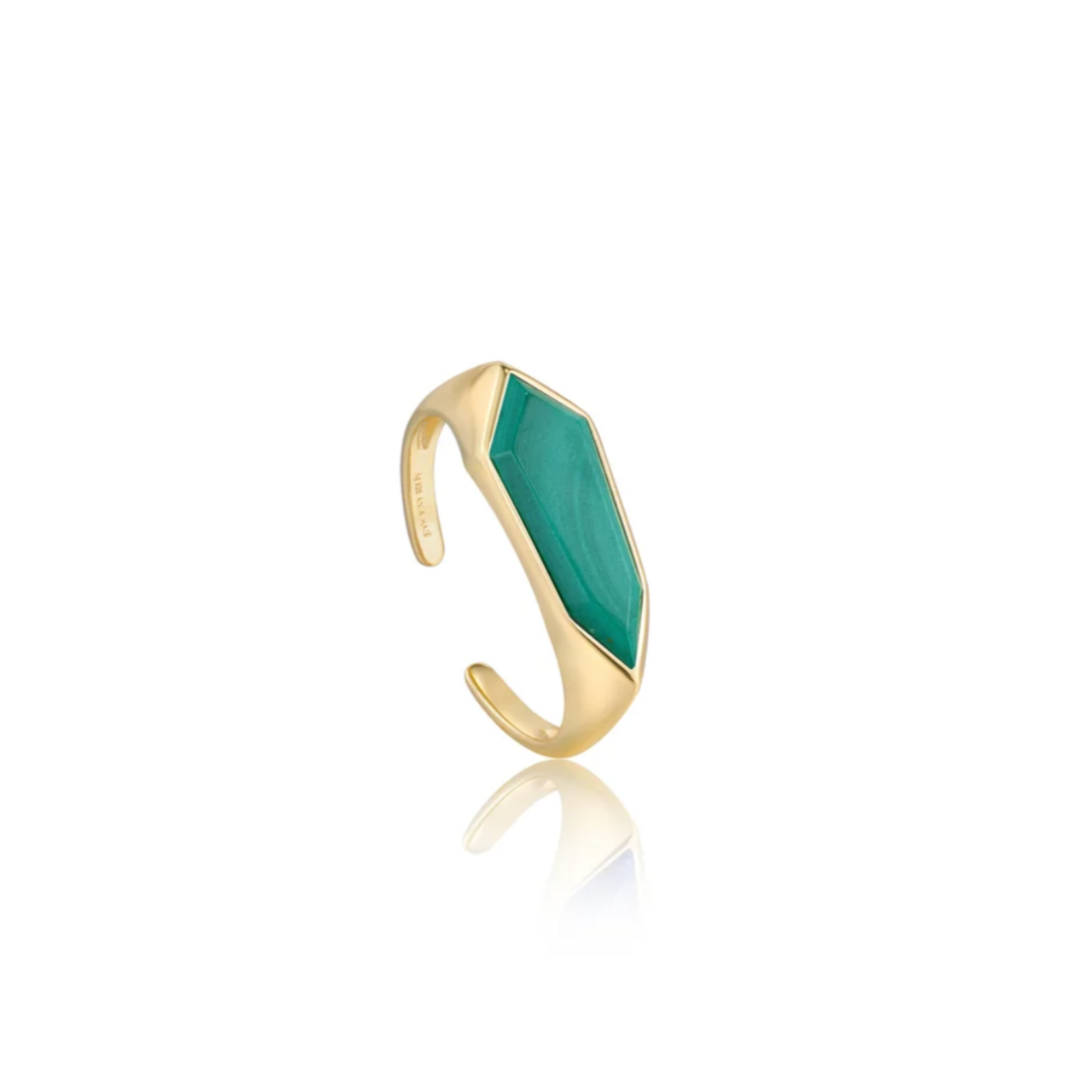 Ania Haie 14K Gold Plated Malachite Emblem Adjustable Ring