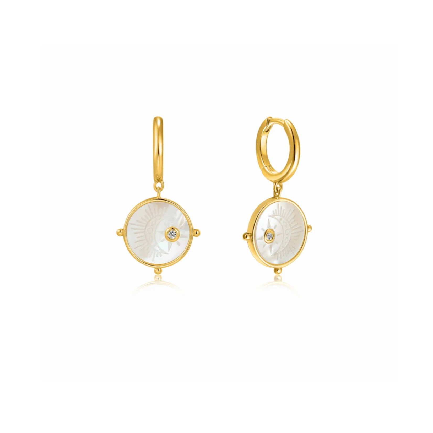 Ania Haie 14K Gold Plated Sterling Silver Moon Emblem Huggies