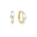 Ania Haie GP Shell Pearl Cluster Huggie Hoop Earrings