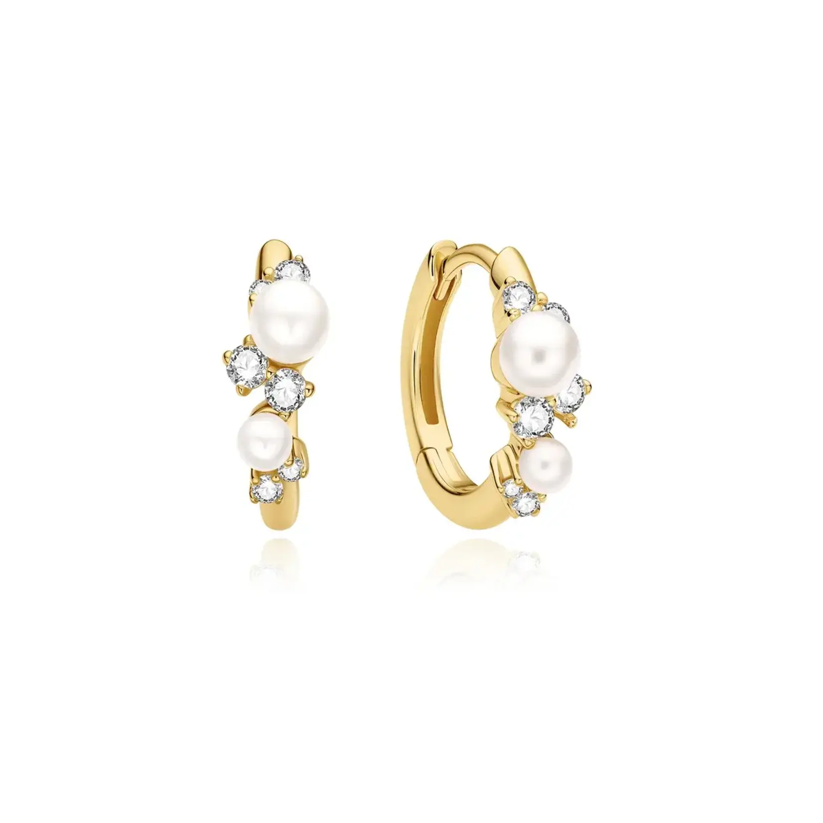 Ania Haie GP Shell Pearl Cluster Huggie Hoop Earrings