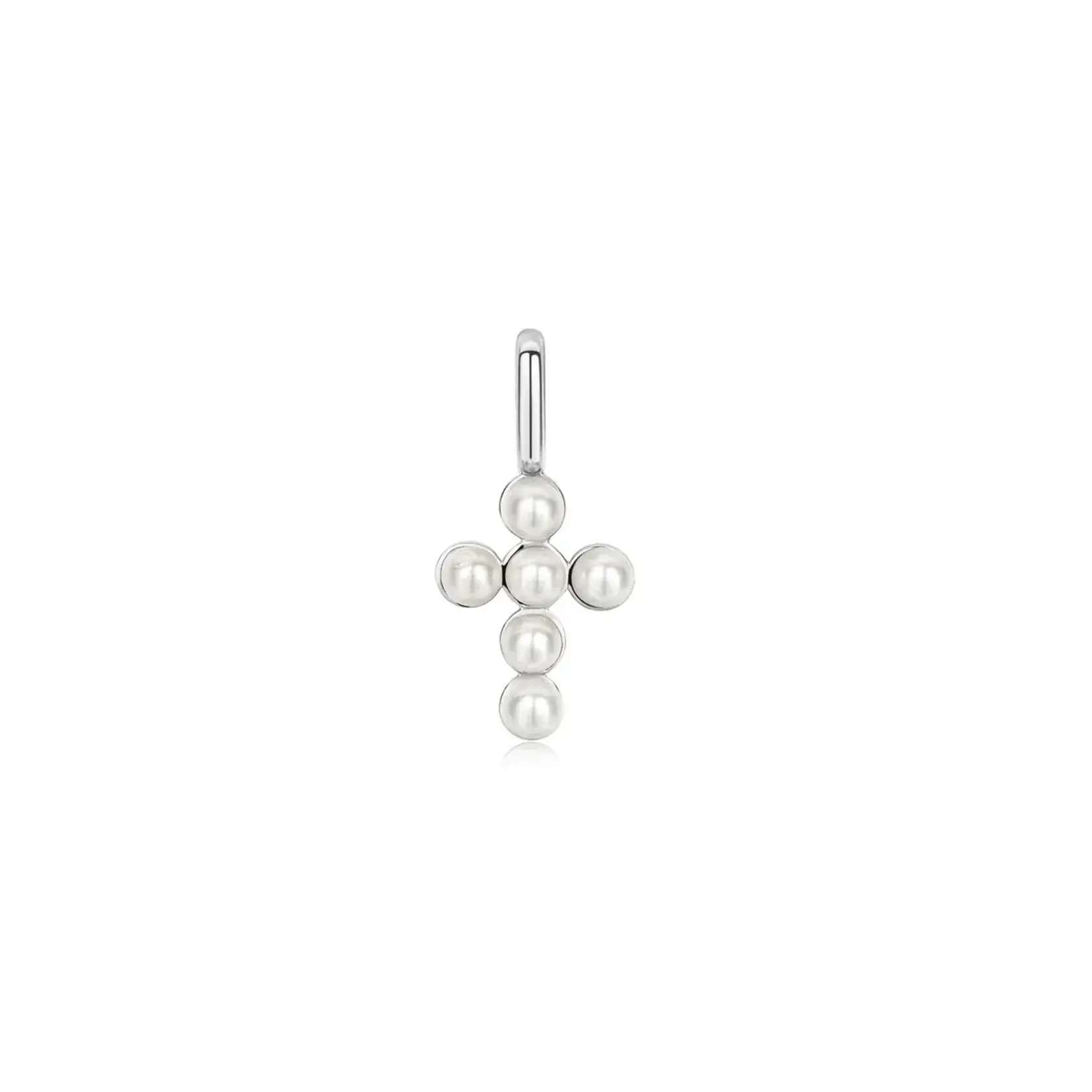 Ania Haie Silver Small Pearl Cross Charm