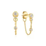 Ania Haie GP Bezel-Set Drop Chain Stud Earrings