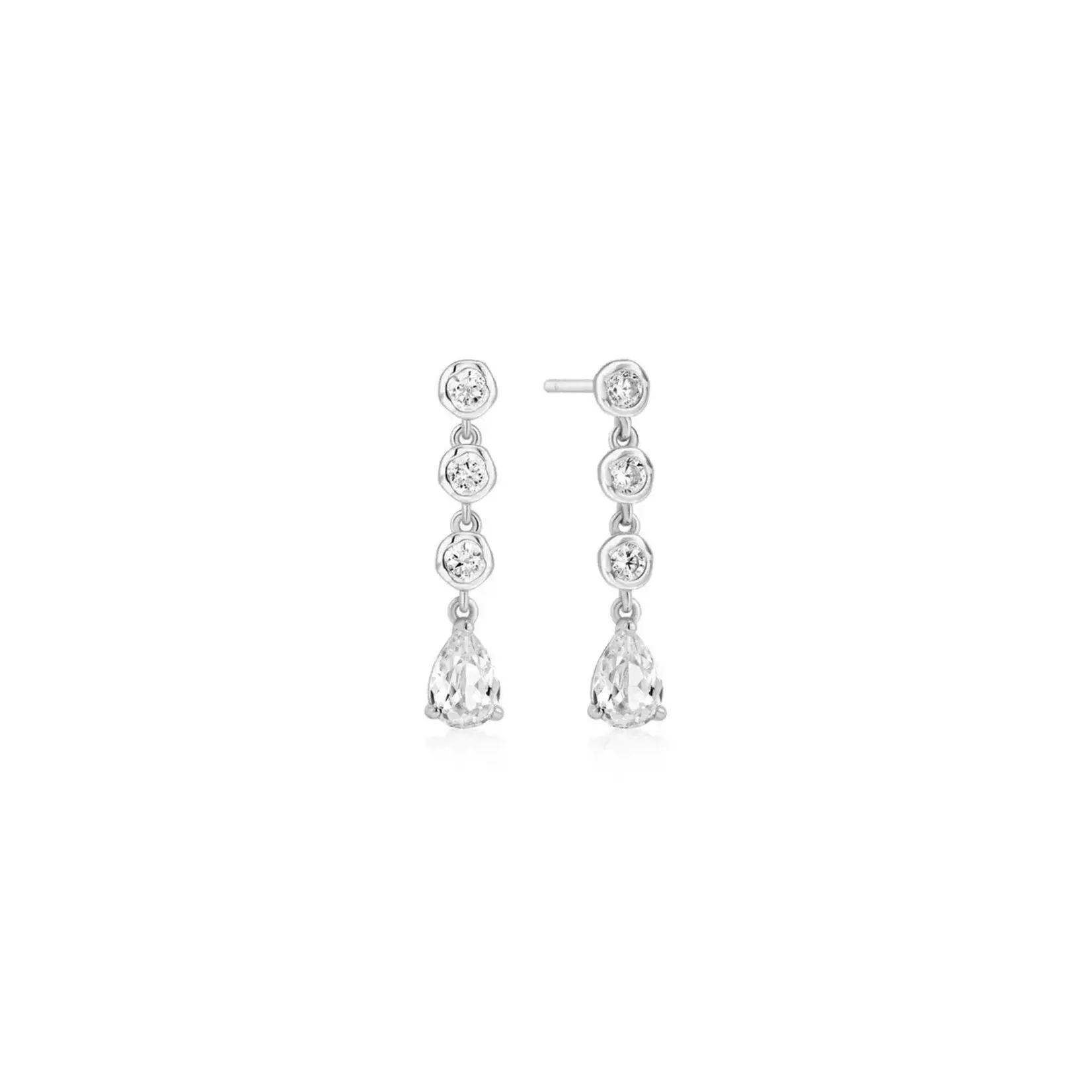 Ania Haie SS Molten Cascade Bezel-Set Teardrop Stud Earrings