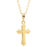 Gold Filled Gold Filled Kid's Beaded & Embossed Small Cross Necklace 15"