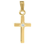 Gold Filled Gold Filled Kid's Small Genuine Diamond Cross Necklace W/Chain