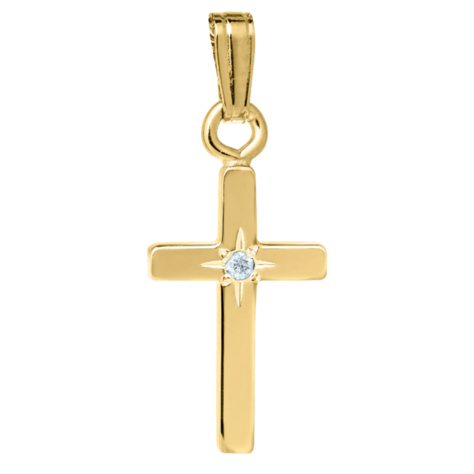 Gold Filled Gold Filled Kid's Small Genuine Diamond Cross Necklace W/Chain