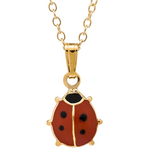 Gold Filled Gold Filled Kid's Red Ladybug Necklace 15" W/Chain