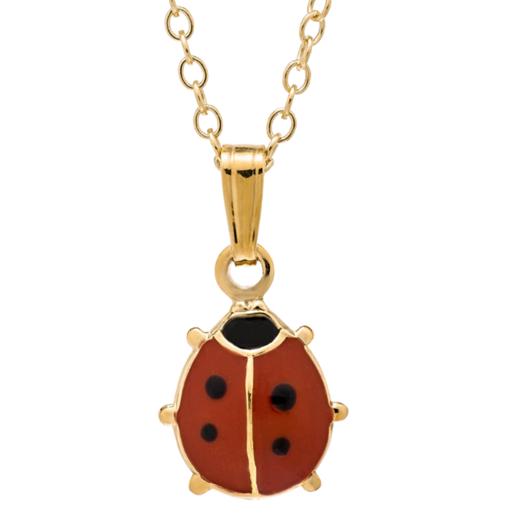 Gold Filled Gold Filled Kid's Red Ladybug Necklace 15" W/Chain