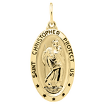 Gold Filled Gold Filled St. Christopher Necklace w/ Stainless Steel Chain 20"
