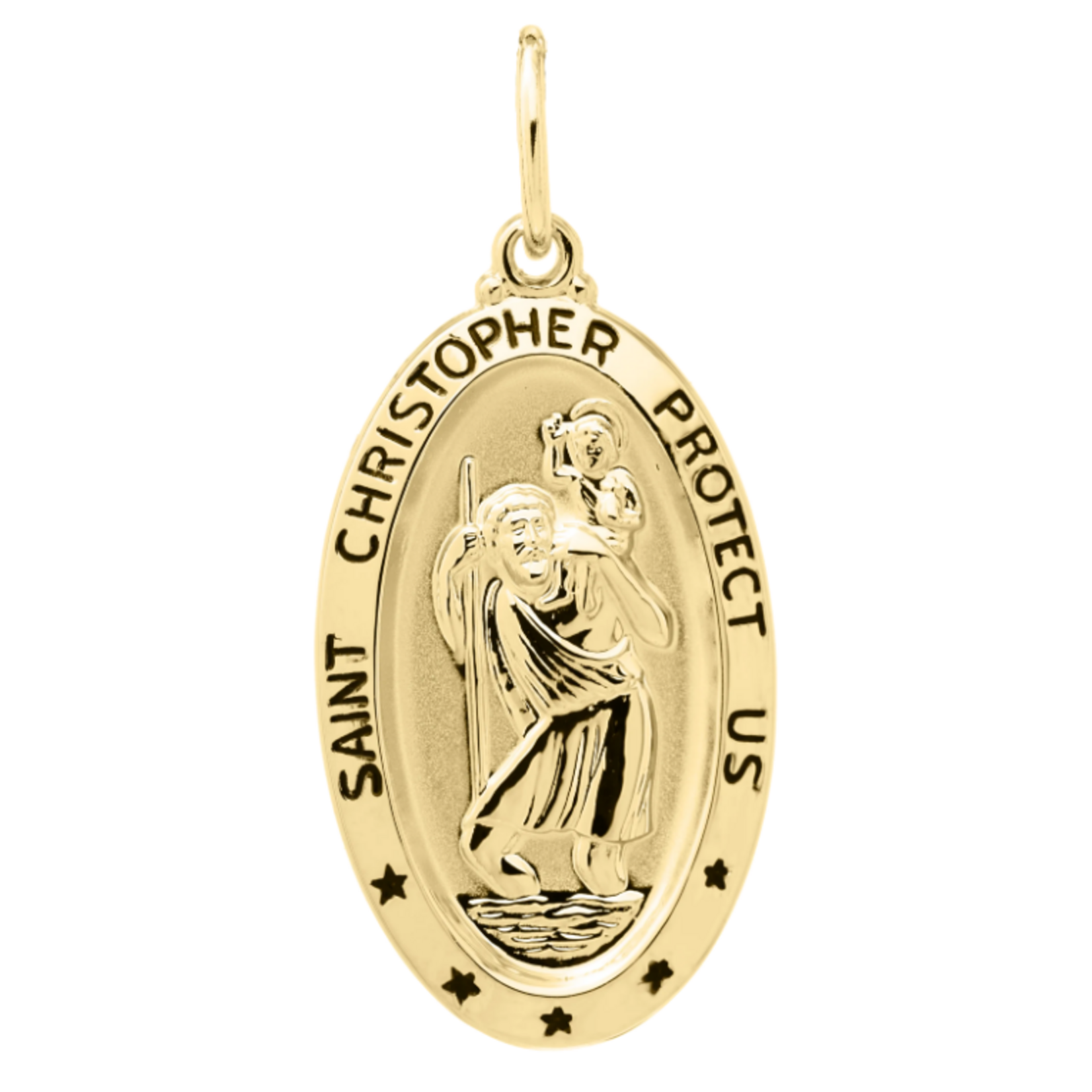 Gold Filled Gold Filled St. Christopher Necklace w/ Stainless Steel Chain 20"