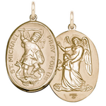 Gold Filled Gold Filled St. Michael Two-Side Necklace w/ Stainless Steel Chain 20"