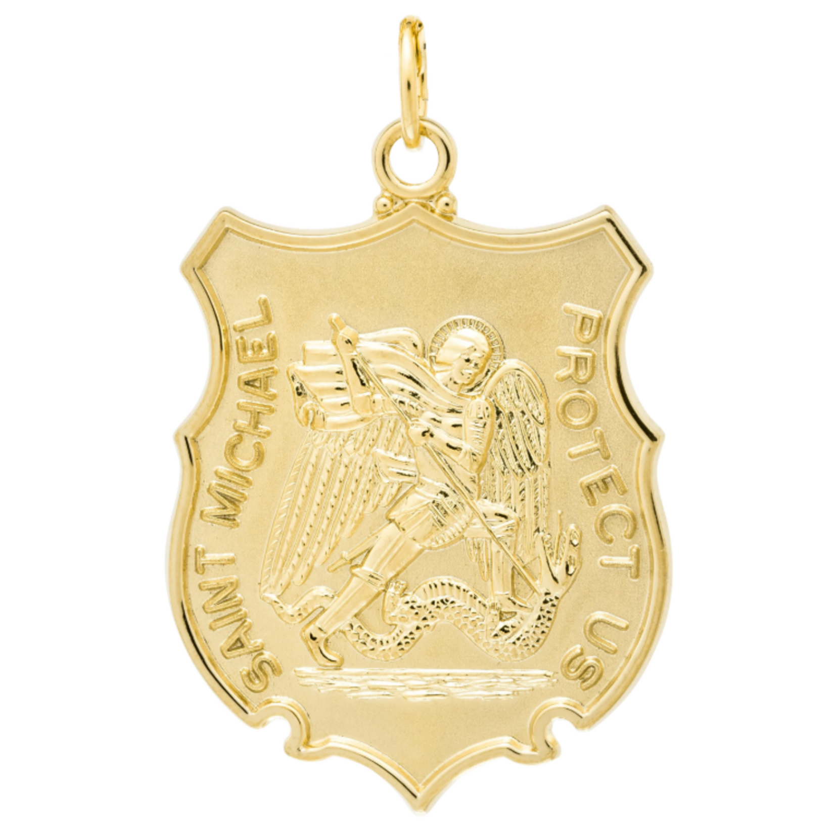 Gold Filled Gold Filled St. Michael Shield Necklace w/ Stainless Steel Chain 24"